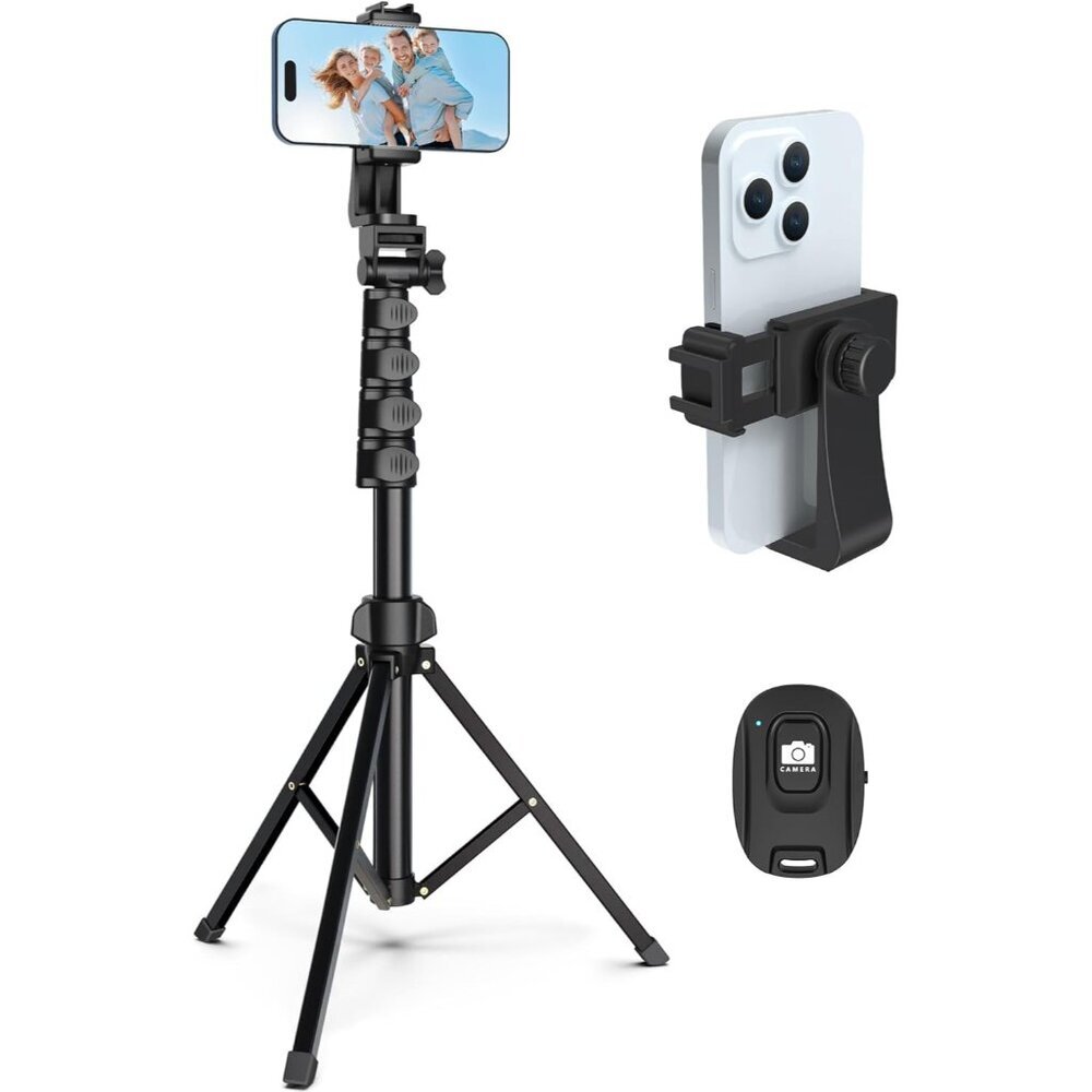 64” Tripod for Cell Phone & Camera, Phone Tripod with Remote and Phone Holder, S